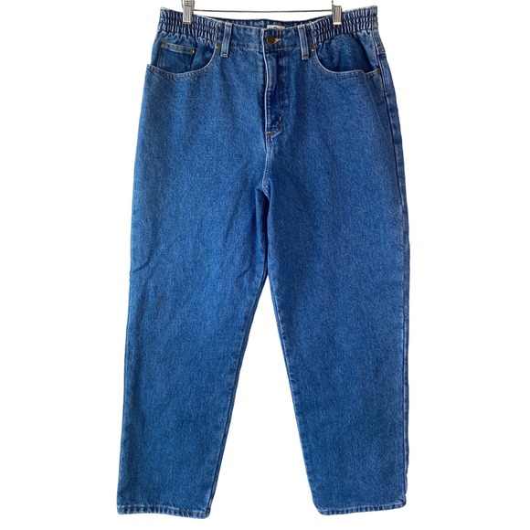 L.L. Bean Denim - LL Bean Womens Relaxed Flannel Lined Jeans 14 Petite Blue Tapered Leg‎ 299546